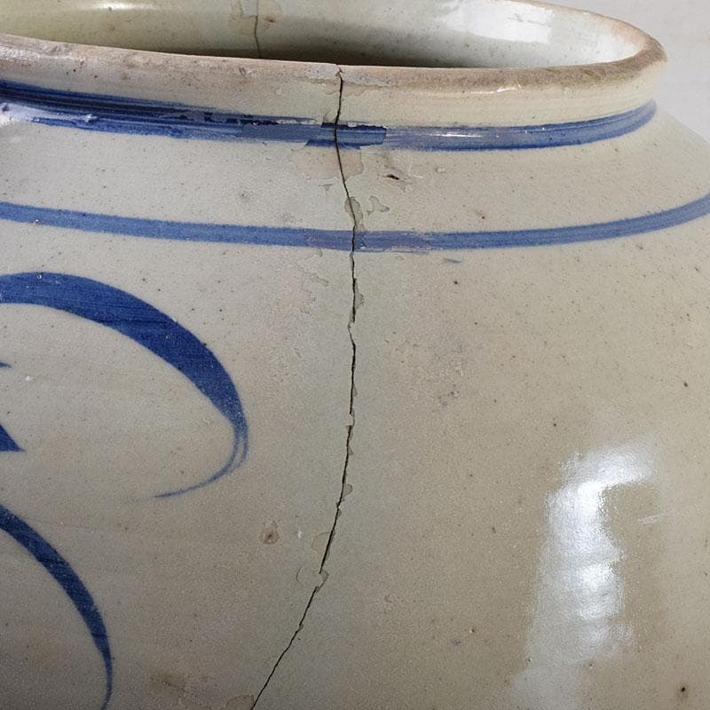 朝鮮美術 李朝 高麗白磁 染付 花文 壺 C R8023C