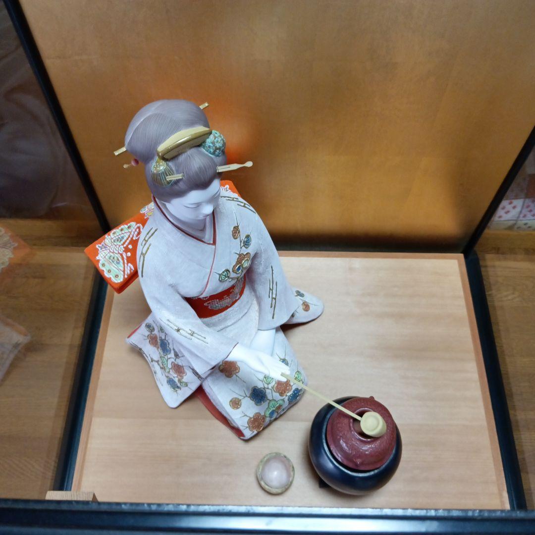 伝統工芸品】博多人形 点茶 吉武國明氏作 ガラスケース付き 日本
