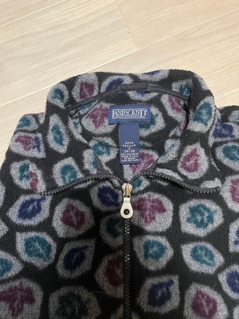 レア　90s lands end 総柄フリース