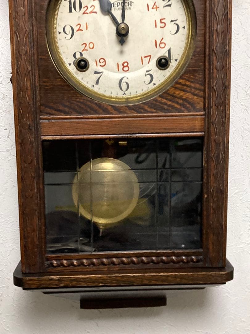 アンティーク EPOCH 宮型数打ち式振り子時計 8日巻 稼働中