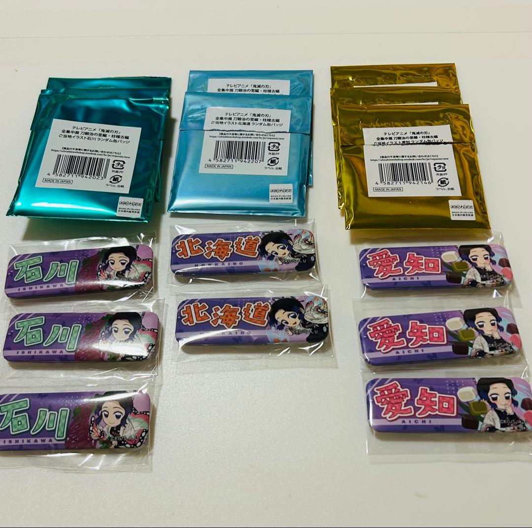 鬼滅の刃 全集中展 ご当地 缶バッジ 石川 愛知 北海道 胡蝶しのぶ 8個