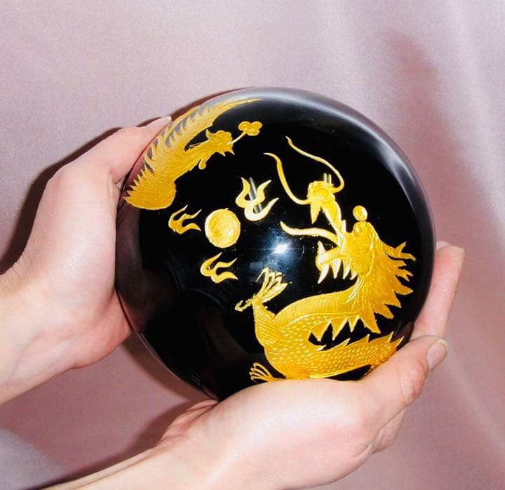 吉祥 龍鳳大宝珠 黒燿石（オブシディアン）