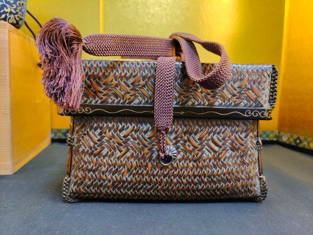 島田竹宝斎 竹工芸作家 竹編御所籠一式揃 茶箱 高級茶籠 茶道具 点前