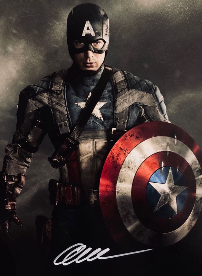 キャプテン・アメリカ クリス・エヴァンス 直筆サイン入り写真 保証書 mf