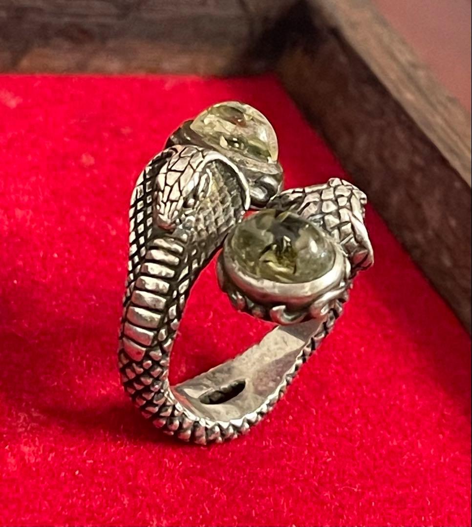 bizarre ビザール　コブラ　リング　蛇 グリーンアンバー　13号