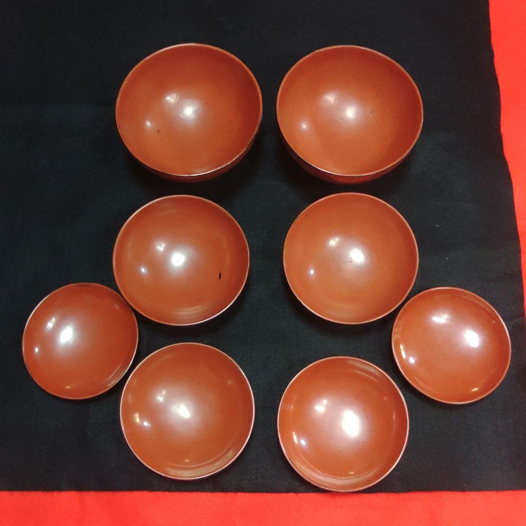 応量器　江戸初期　根来四つ椀二組完品　漆器