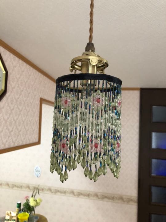 ヴィンテージ風 緑色ガラス ペンダントライト 約40cm ヴィンテージ風