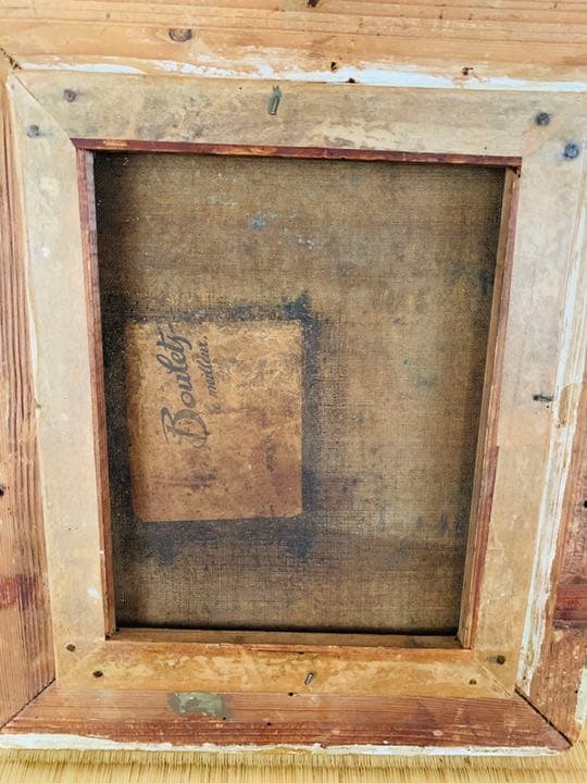 19世紀イギリス油絵、小池側の家