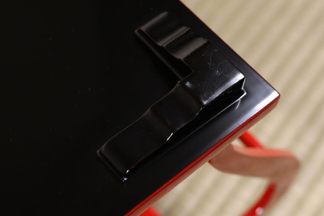 漆芸 輪島塗 朱塗 八足卓 花台 供台 54.5×27.3cm【MA722】