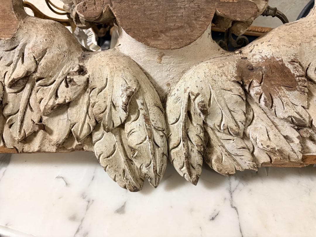 フランス アンティーク 天使 羽根 彫刻 木製 オブジェ