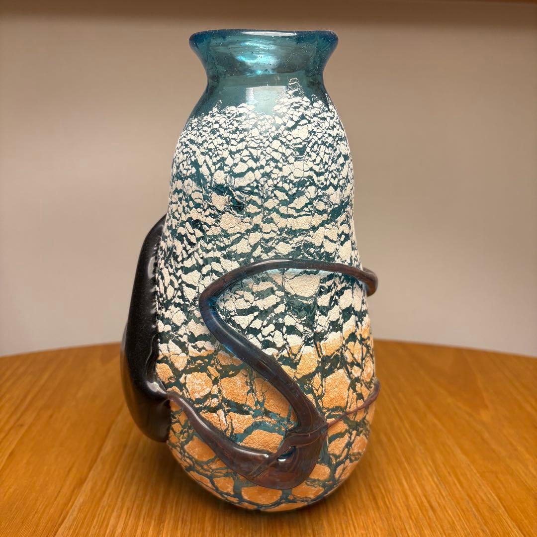 稲嶺盛吉　土紋花器 稲嶺盛吉 土紋 花器 紺緑 楽天市場】稲嶺盛吉(宙吹きガラス工房虹