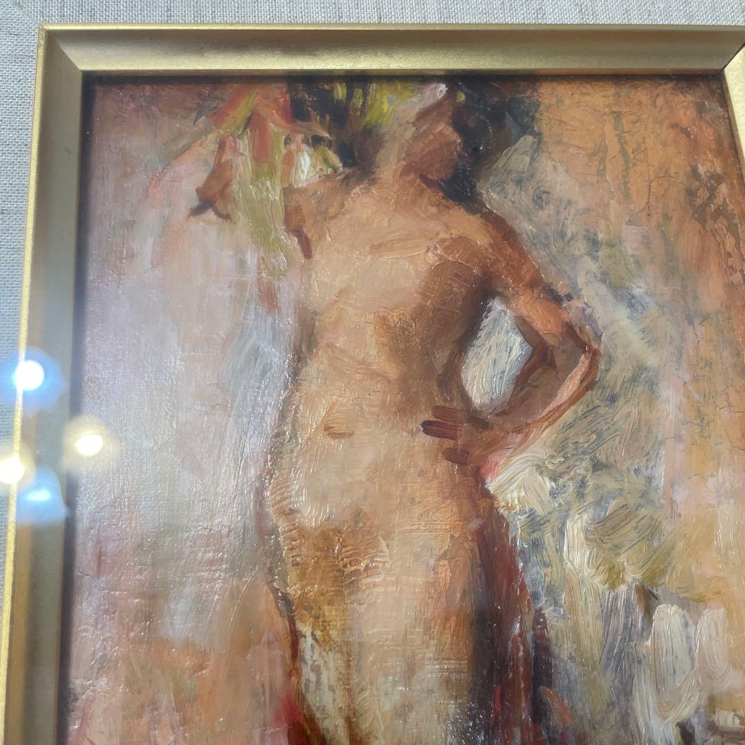 油彩画 ゴールドフレーム付き　「裸婦」