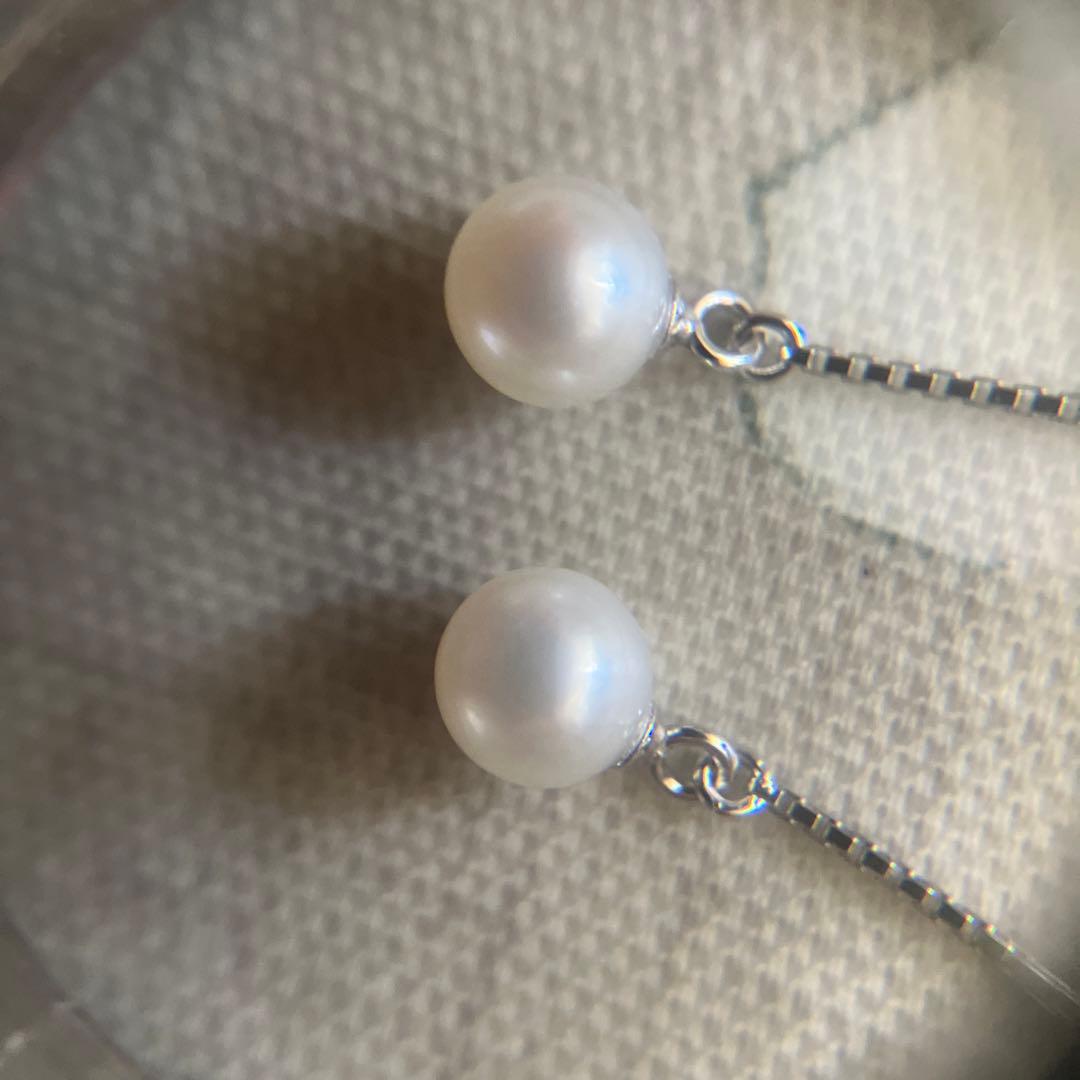 タサキ アメリカンピアス チェーン パール K18WG ホワイトゴールド