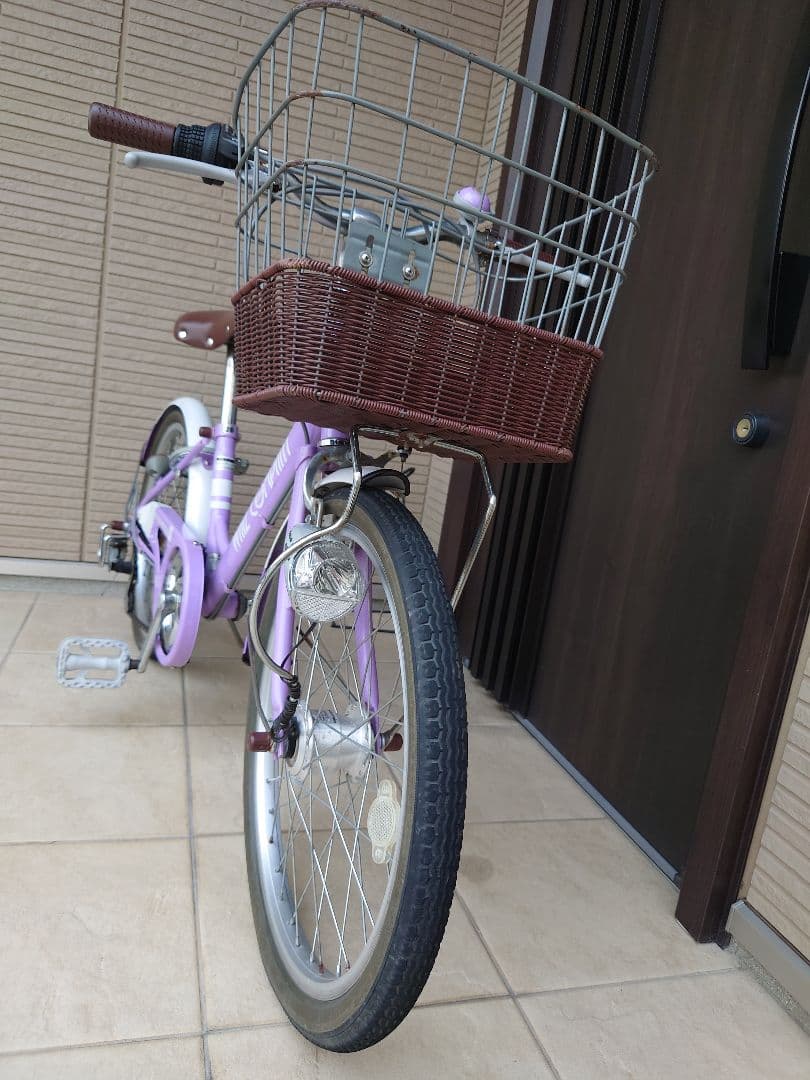 子供用自転車 パープル 前カゴ付き【引取り限定】