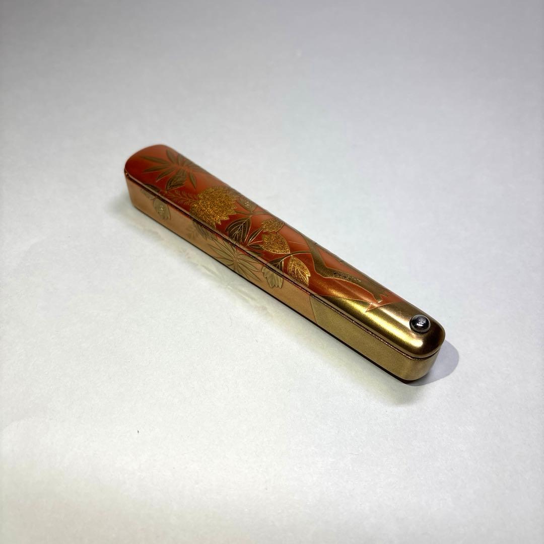 大井好雲斎 桐竹蒔絵矢立香合