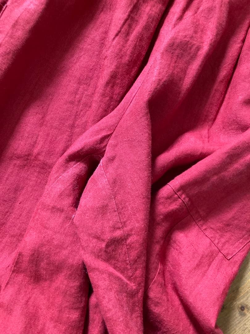 ヤンマ　ヤンマ産業　キュロットパンツ　リネン100% 赤　ガウチョパンツ