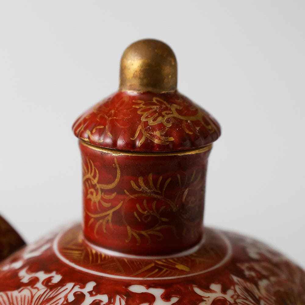 時代年代物 九谷焼 赤絵金彩 唐草 花鳥 楼閣図 水注 - メルカリ