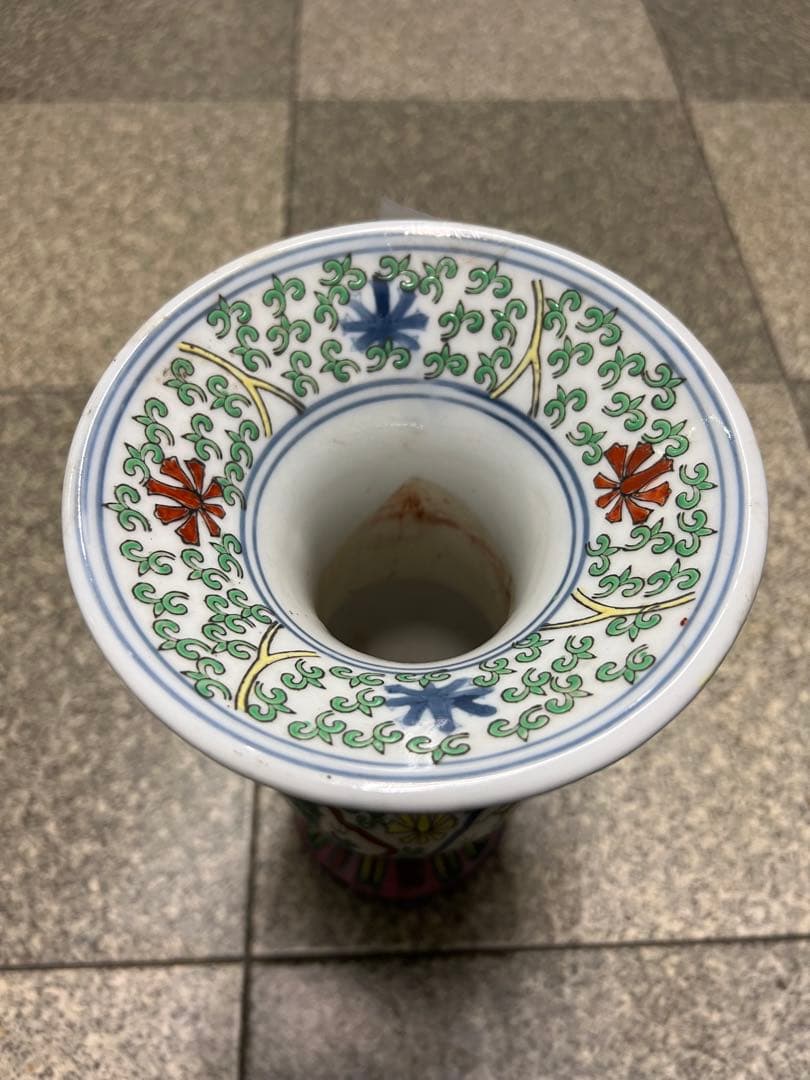 中国古美術 五彩龍紋染付花瓶【大明萬歷年製】在銘F-