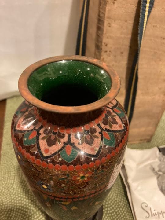 お値下げ】安藤七宝店 龍鳳凰花唐草文有線七宝花瓶