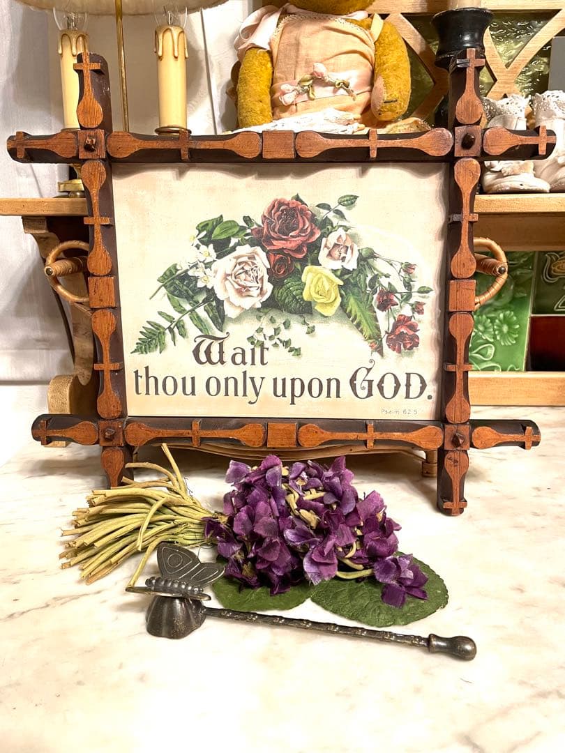 ♡アンティーク ピクチャーフレーム ローズ キリスト マリア ミセル