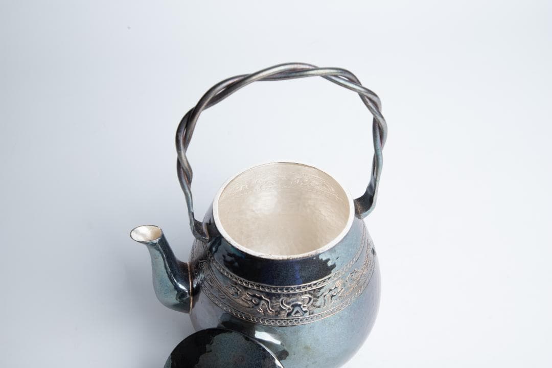 純銀製 饕餮文 湯沸 銀瓶 煎茶道具