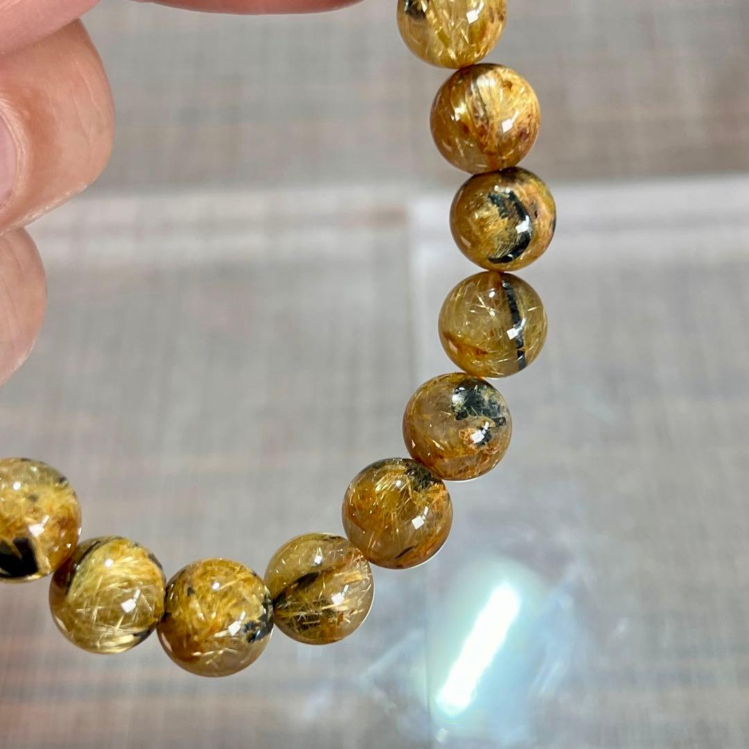 金運強 太陽放射ルチルブレスレット ヘマタイト ルチルクォーツ 2-7