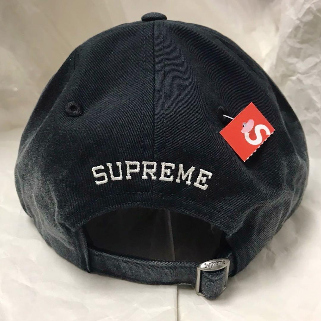 Supreme Leather Applique 6 Panel cap 黒