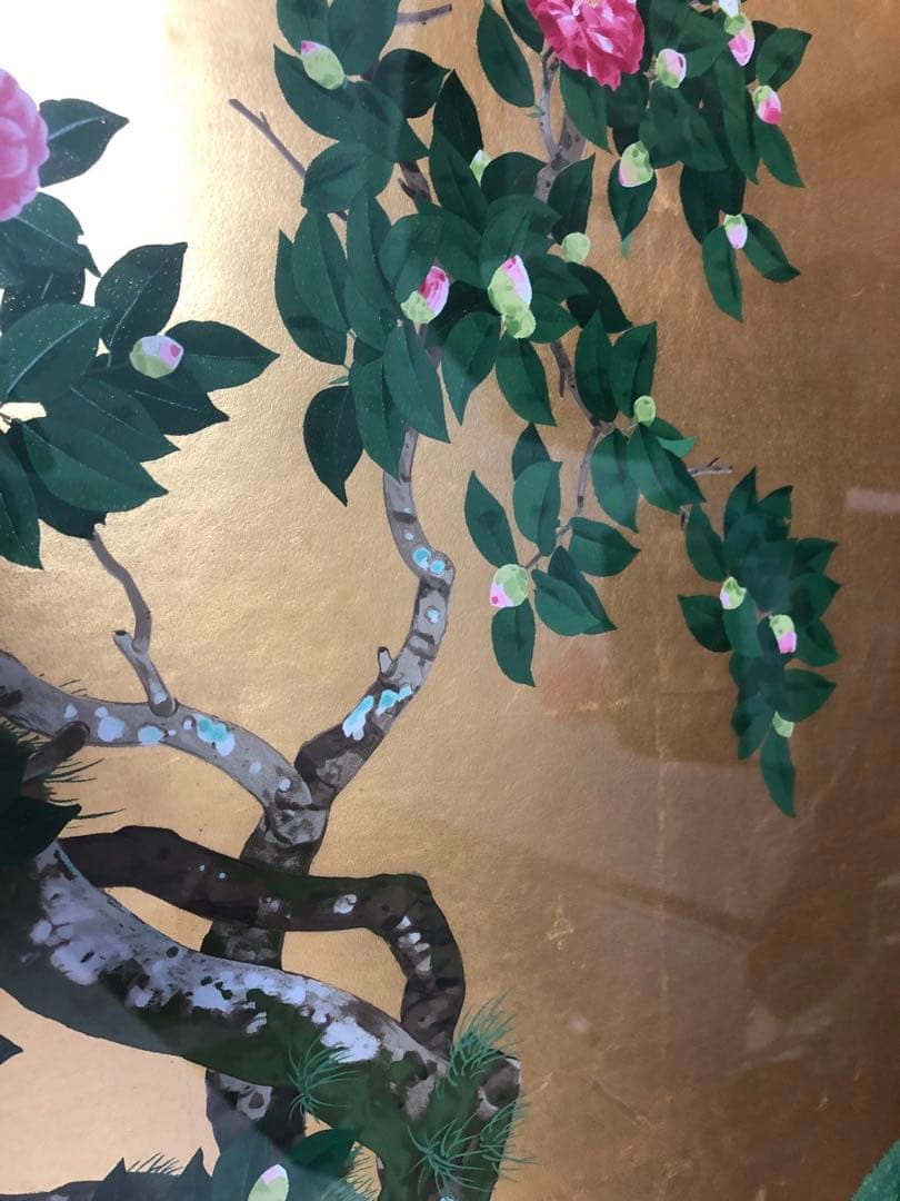 日本画家森田りえ子大型！版画柊野五色椿Japanシルクスクリーン限定