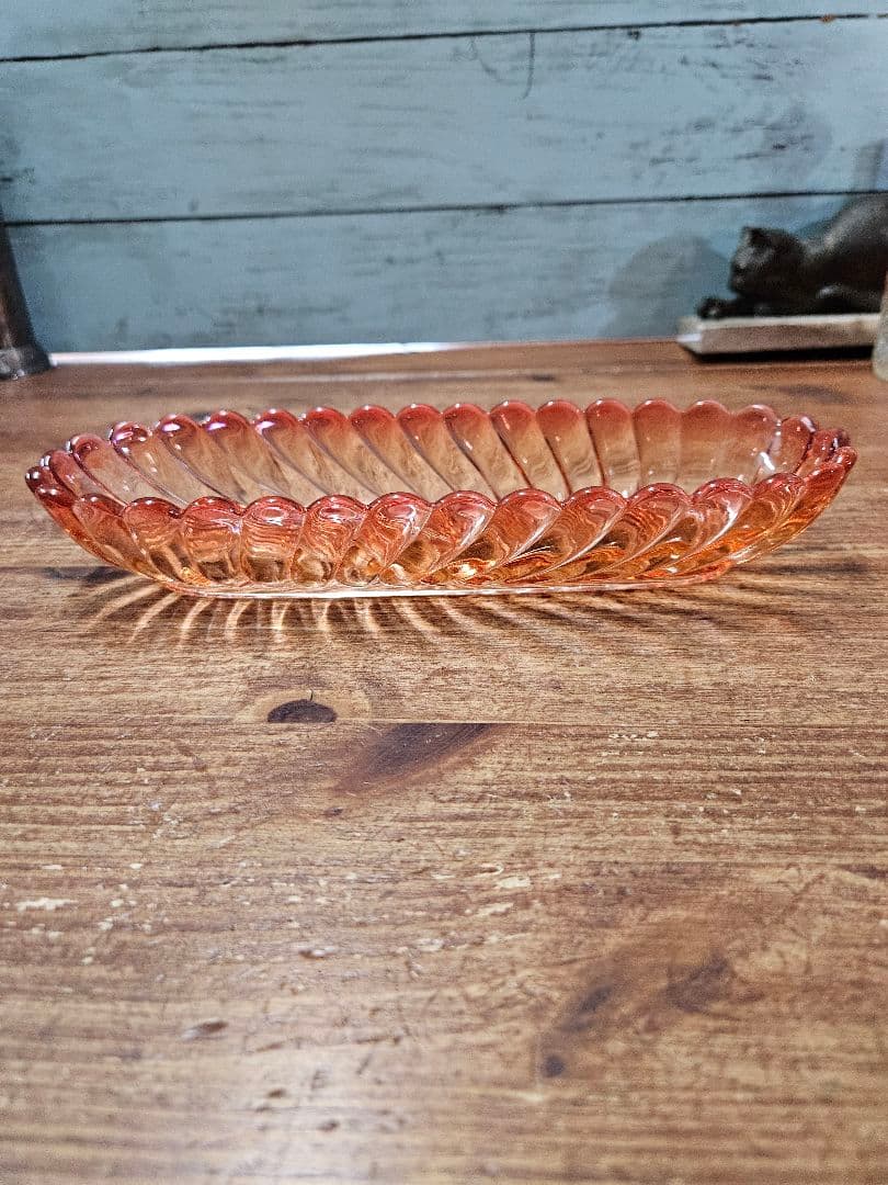 美品 オールドバカラ BACCARAT バンブーローズ トレイ クランベリー硝子