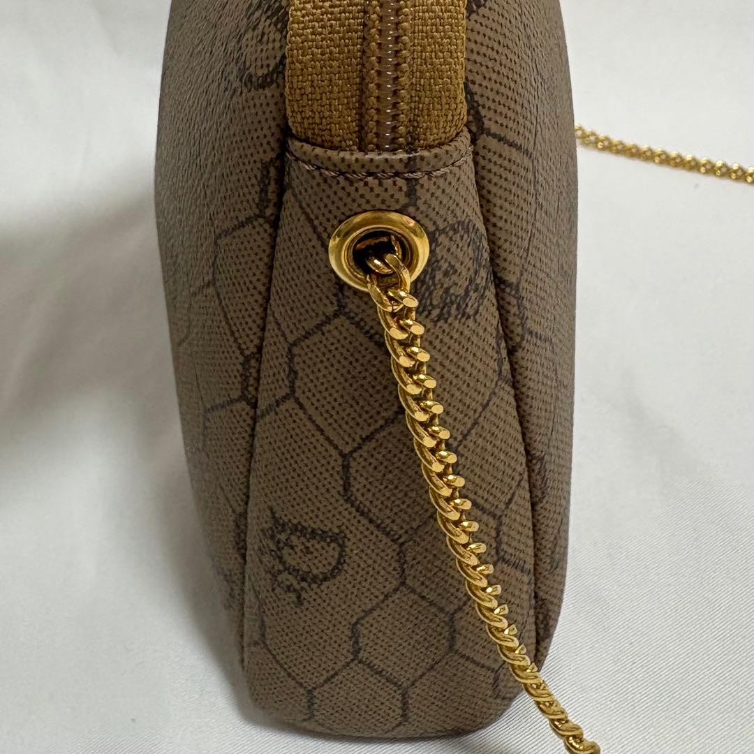 クリスチャンディオール ハニカム柄 総柄 チェーン ショルダーバッグ pvc 茶