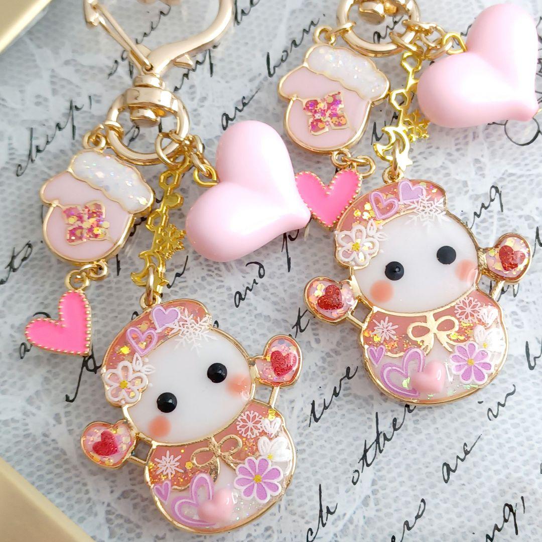 ♡バレンタイン♡アマビエさん① 板チョコ　　他レジンキーホルダー計6点