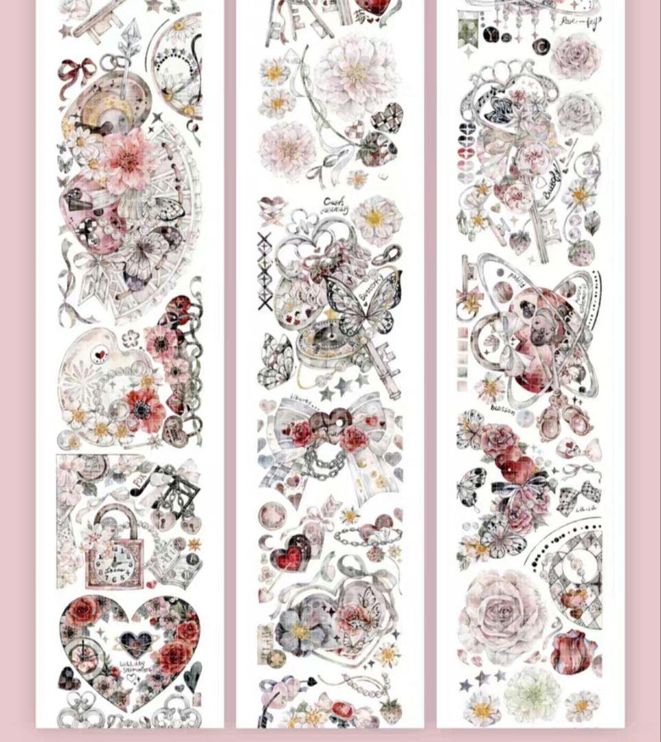 巻売 505☆ 海外 マスキングテープ マステ PET 装飾 花 蝶 虹光