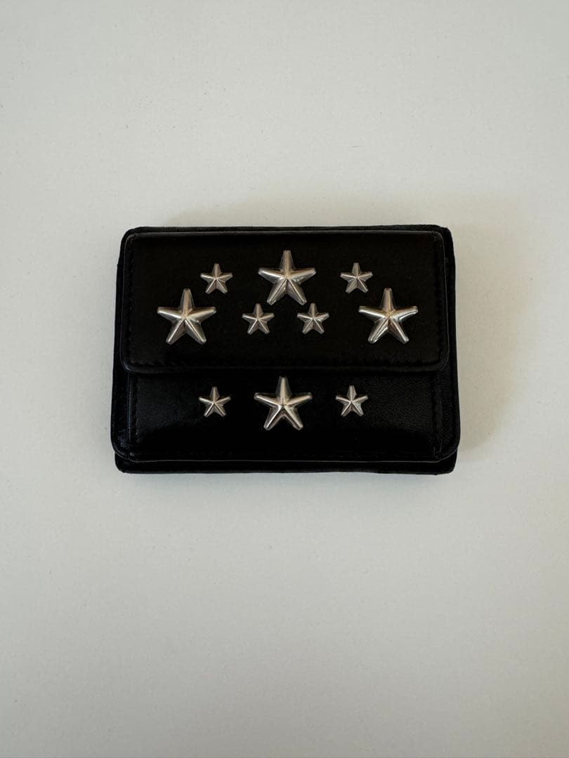 JIMMY CHOO ミニ財布 黒 レザー 星型スタッズ