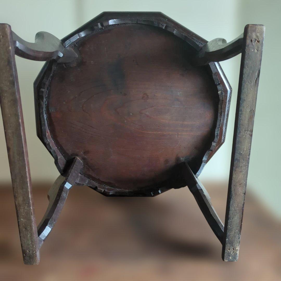 骨董 李朝 ソバン 小盤 李朝 お膳 花形 虎脚 机 花台 木製