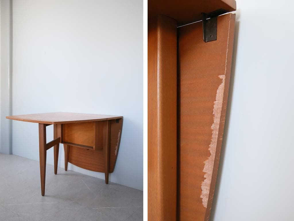 英国アンティーク木製ゲートレッグテーブル/ダイニング机バタフライ(91-91)