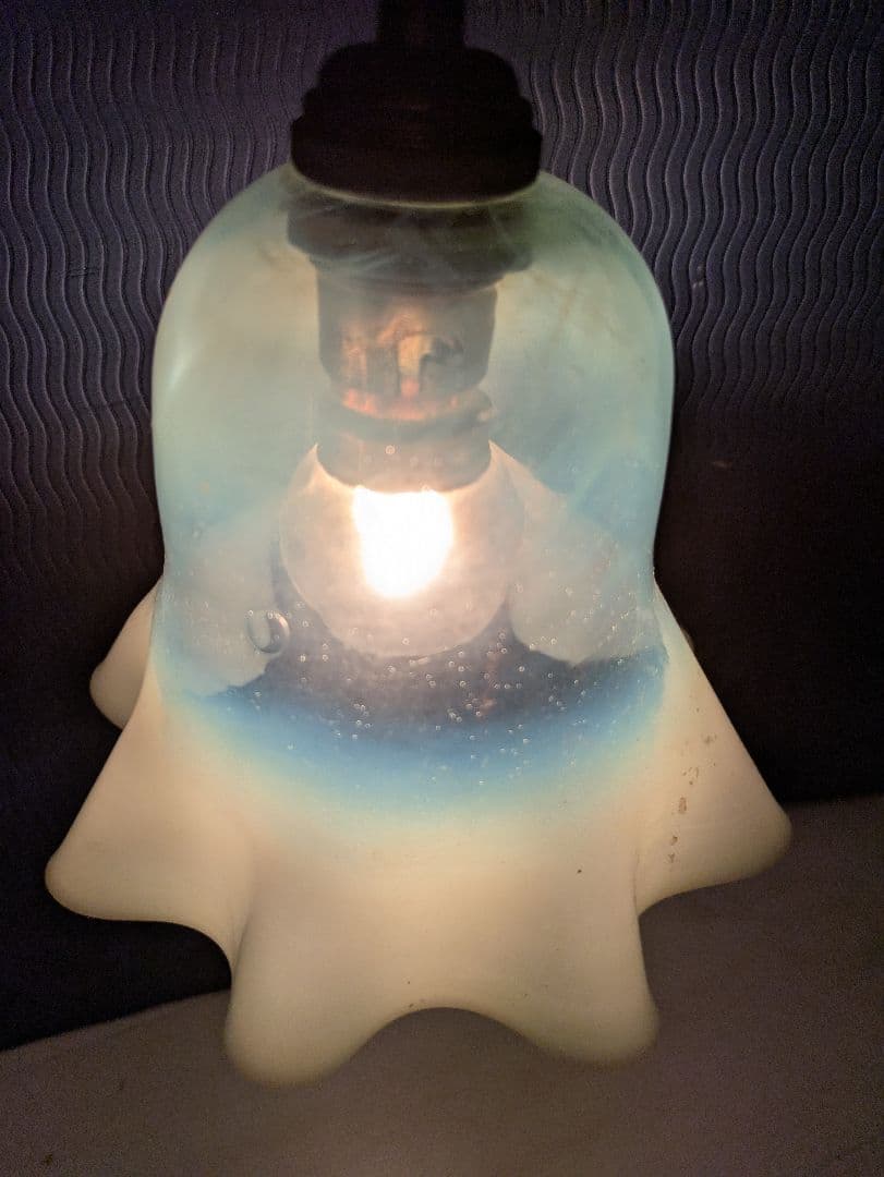 イギリス ヴァセリンガラス アンティーク シェード ガラス 照明 イギリス 1900年代 ヴァセリンガラス ヴァセリンシェード