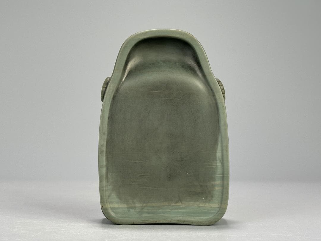 書道具　文房具　硯　緑端渓　旧蔵在銘　時代硯　唐木共箱