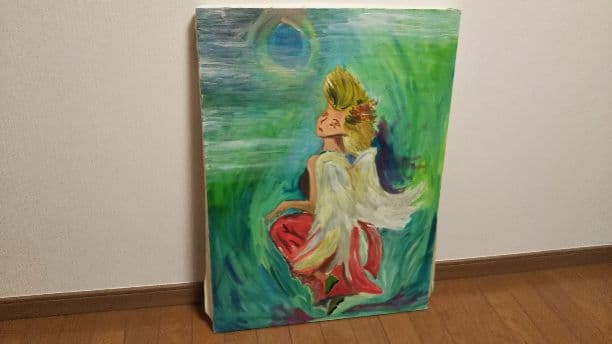 油絵  野原で踊る女神  【送料無料】