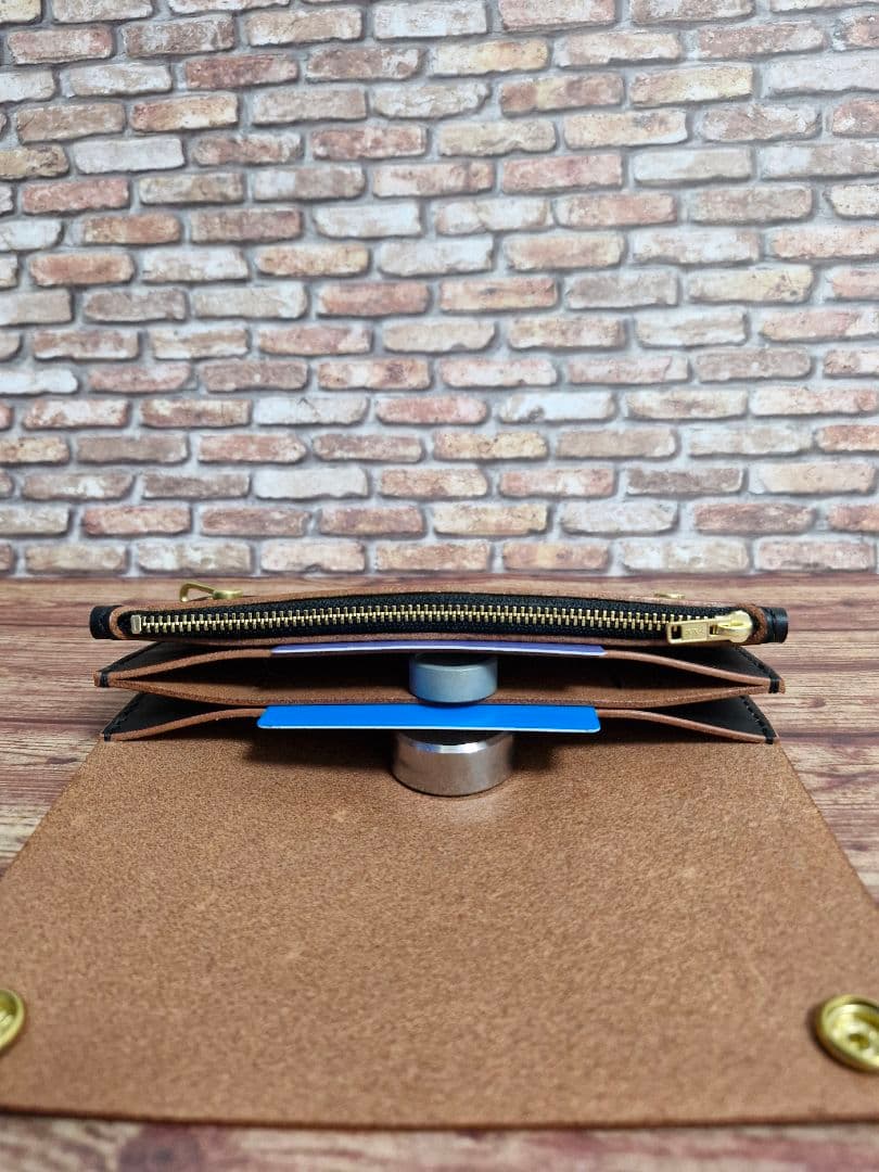 手縫い ロングトラッカーウォレット ヌメ革 茶芯 ステアハイドレザー