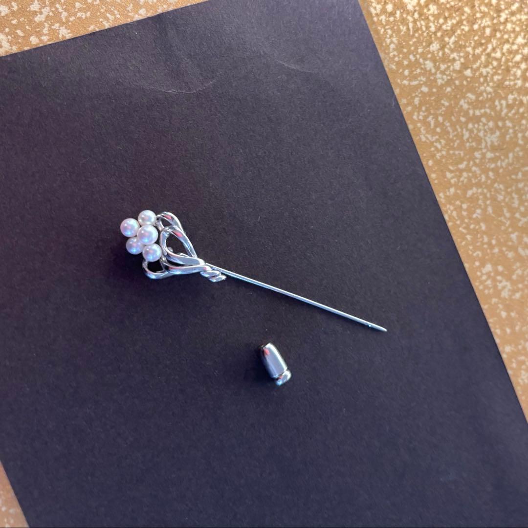 極美品 田崎真珠 TASAKI シルバー ピンブローチ ピンバッジタサキ