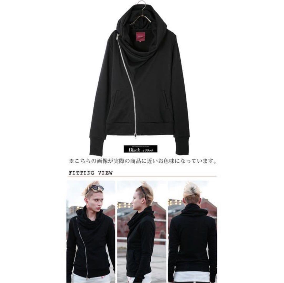 SEANA シーナ アシンメトリー 変形ジップパーカー ブラック L