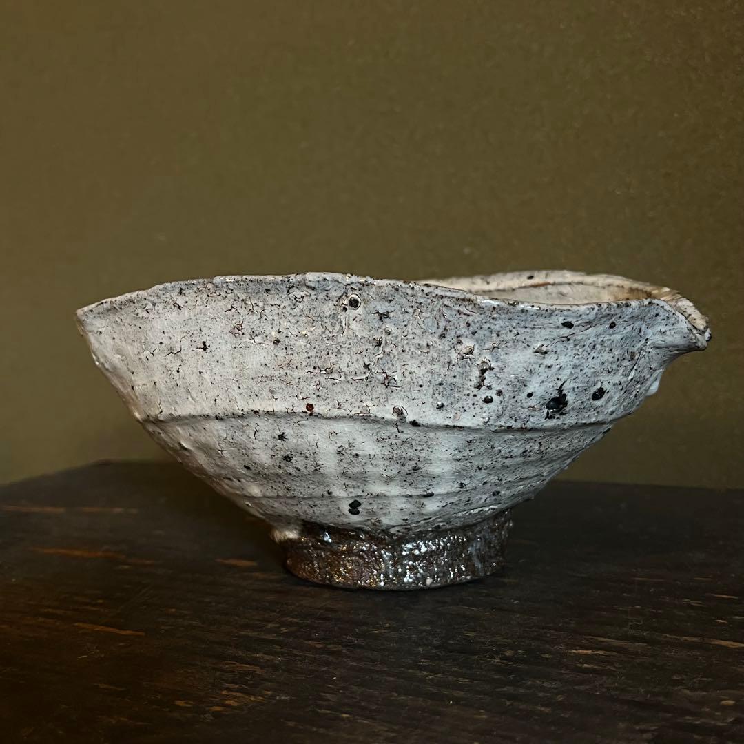 中川自然坊　粉引唐津擂鉢　共箱・栞（検:森岡成好　中里隆　水谷渉）