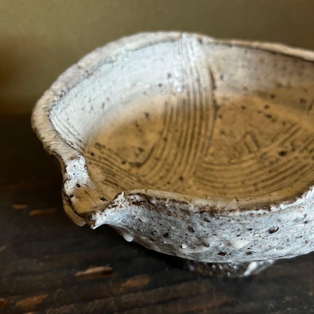 中川自然坊　粉引唐津擂鉢　共箱・栞（検:森岡成好　中里隆　水谷渉）