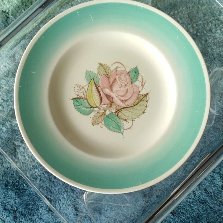 スージークーパー パトリシアローズグリーンプレート直径20センチ  アンティーク