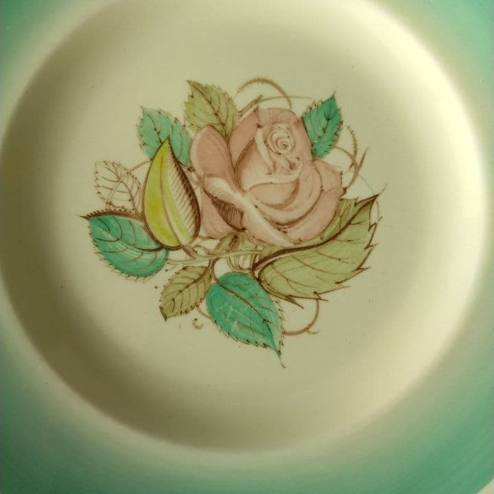 スージークーパー パトリシアローズグリーンプレート直径20センチ  アンティーク