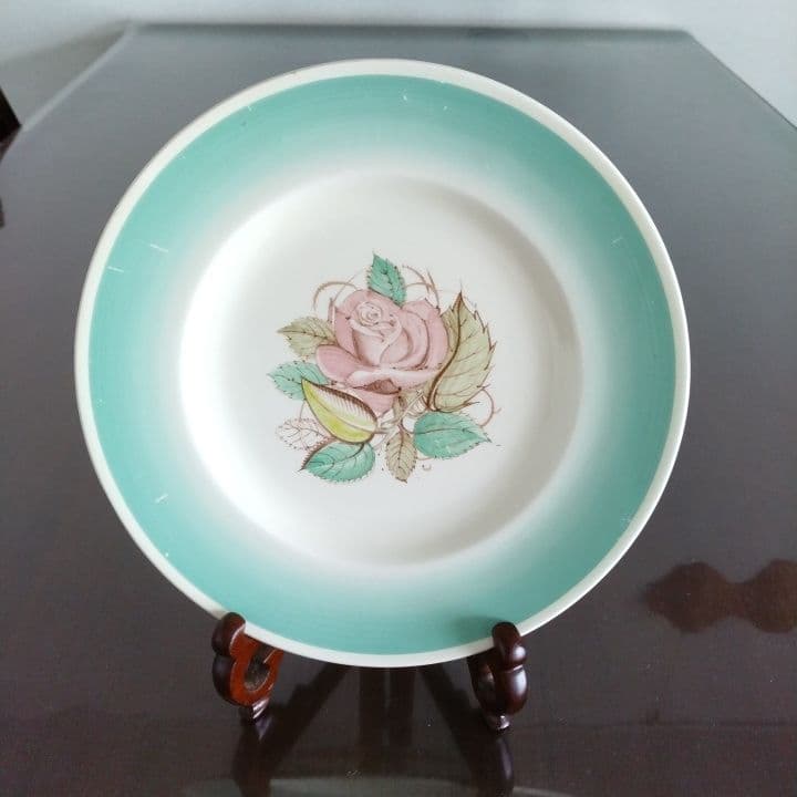 スージークーパー パトリシアローズグリーンプレート直径20センチ  アンティーク