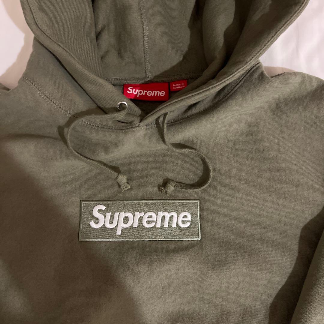 Supreme Box Logo パーカー ライトオリーブ M