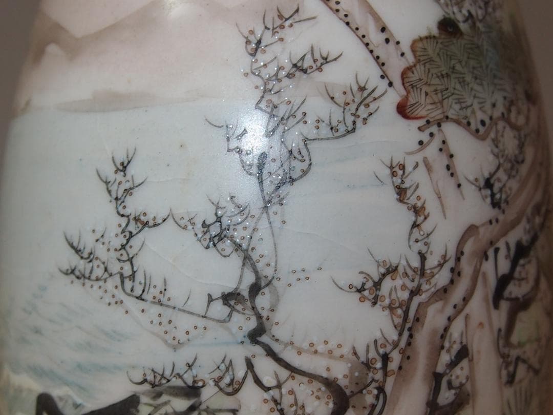 骨董・良品】明治期 九谷焼 於九谷/久香堂 大徳利 10客 山水鶴松図 酒