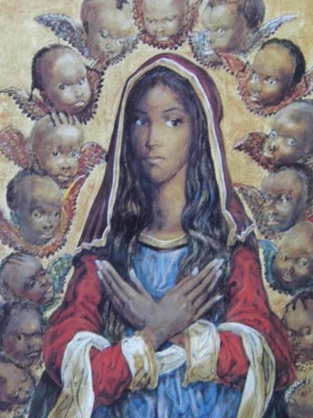 藤田嗣治、「Madona」、希少画集の額装画、人気作品