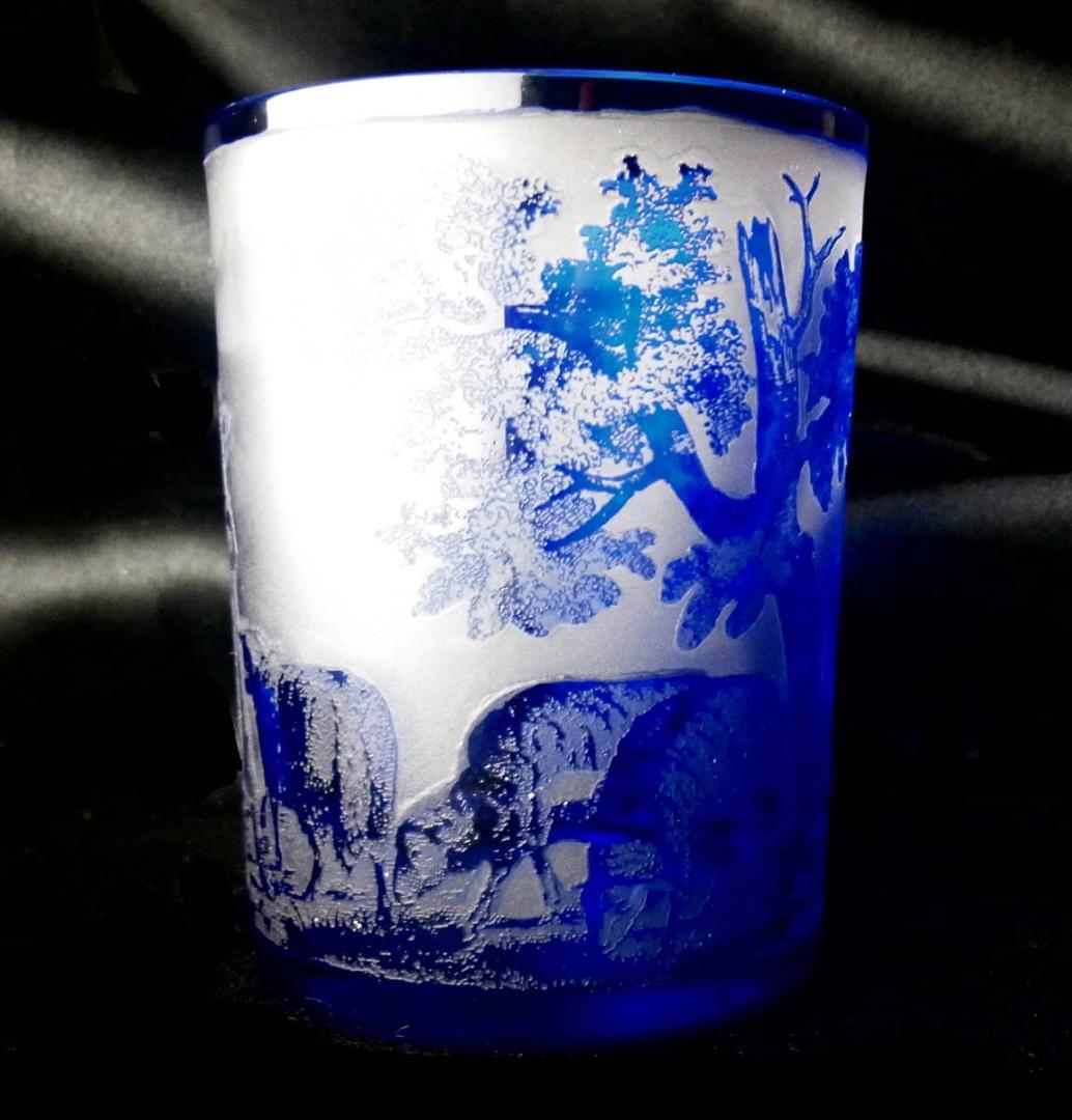 稀少】オールドバカラ 色被せ重厚グラス タンブラーゴブレ 羊飼いの少年